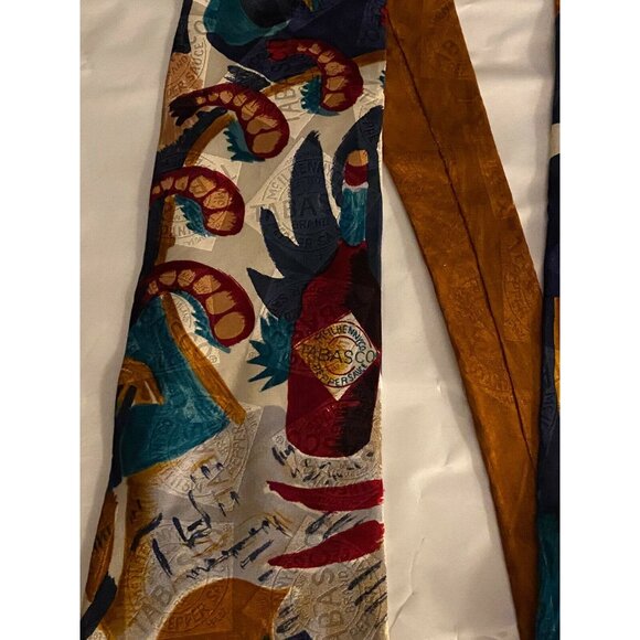 Tabasco Novelty Mens Silk Tie Made In USA With Colorful Hot Sauce Bottle Shrimp - Picture 2 of 6